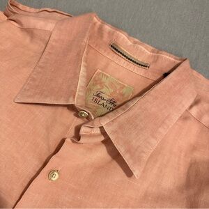 Tasso Elba Island XXL 18/18.5 men's button front shirt, linen/cotton, travel